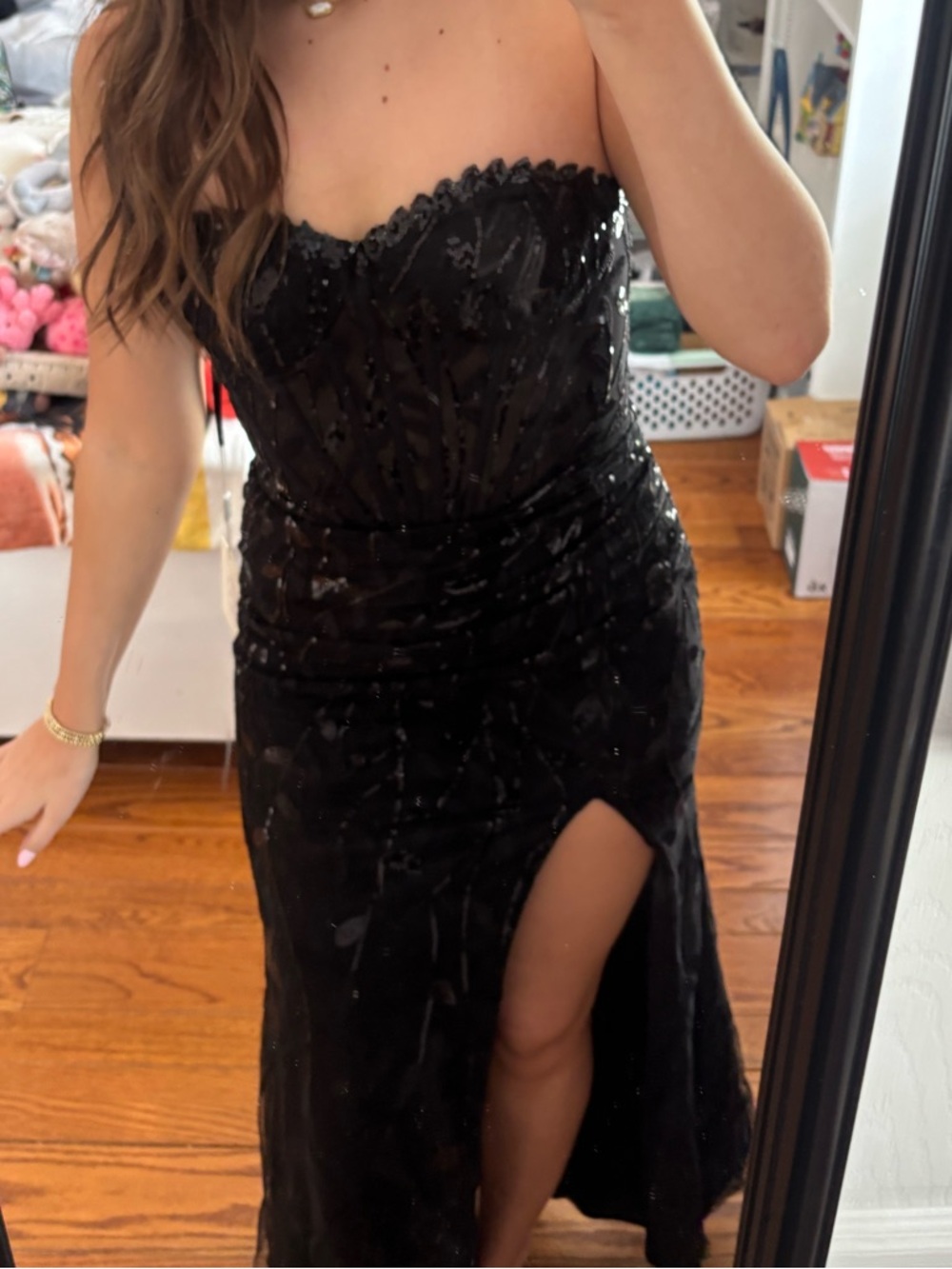Beautiful Black Strapless Prom or Formal Gown
